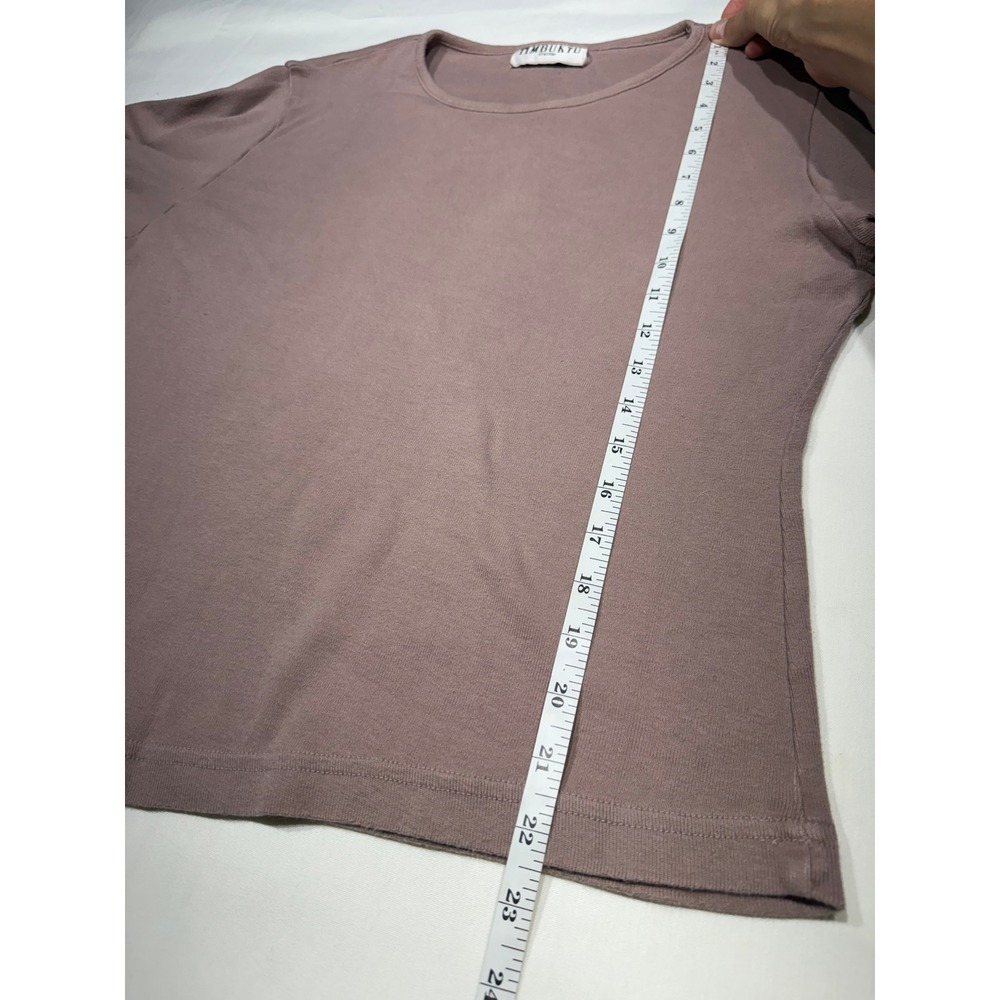Timbuktu Station Vintage Mauve Ribbed Long Sleeve Top A-Line Hem Crew Neck - Picture 5 of 8